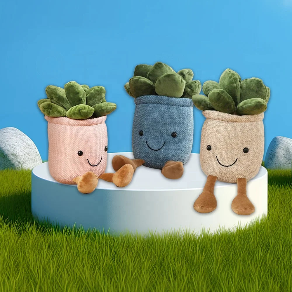 New Design Creative Succulent Stuffed Dolls Pillow Toy Decoration Plush Flower Plants Potted Plush Dolls for Children Party Gift