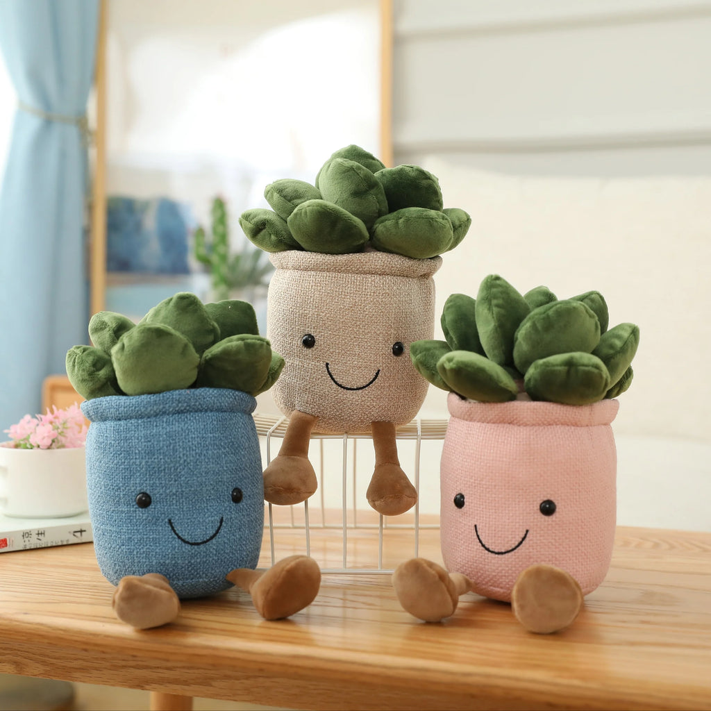 New Design Creative Succulent Stuffed Dolls Pillow Toy Decoration Plush Flower Plants Potted Plush Dolls for Children Party Gift