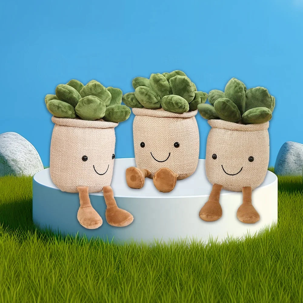 New Design Creative Succulent Stuffed Dolls Pillow Toy Decoration Plush Flower Plants Potted Plush Dolls for Children Party Gift