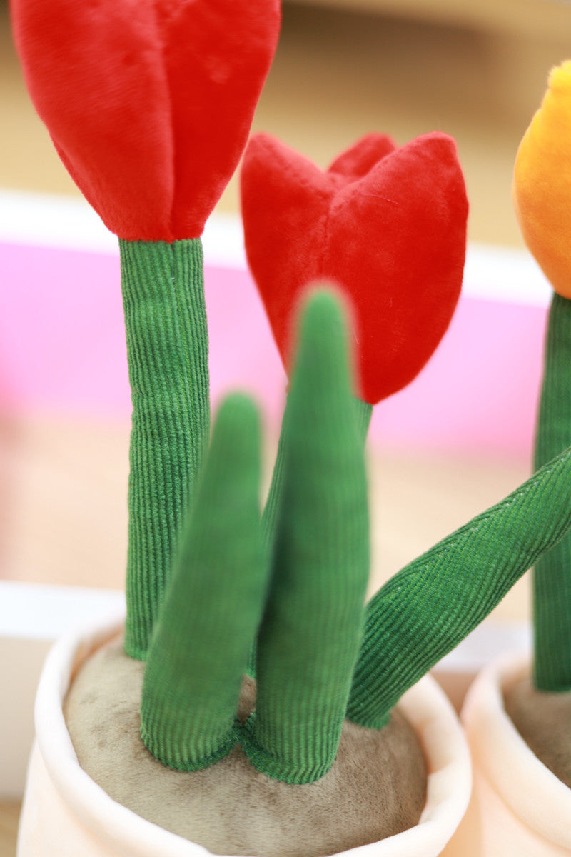 Lifelike Tulip Succulent Plants Plush Stuffed Toys Soft Home Decor Doll Creative Potted Flowers Pillow for Kids Birthday Gift