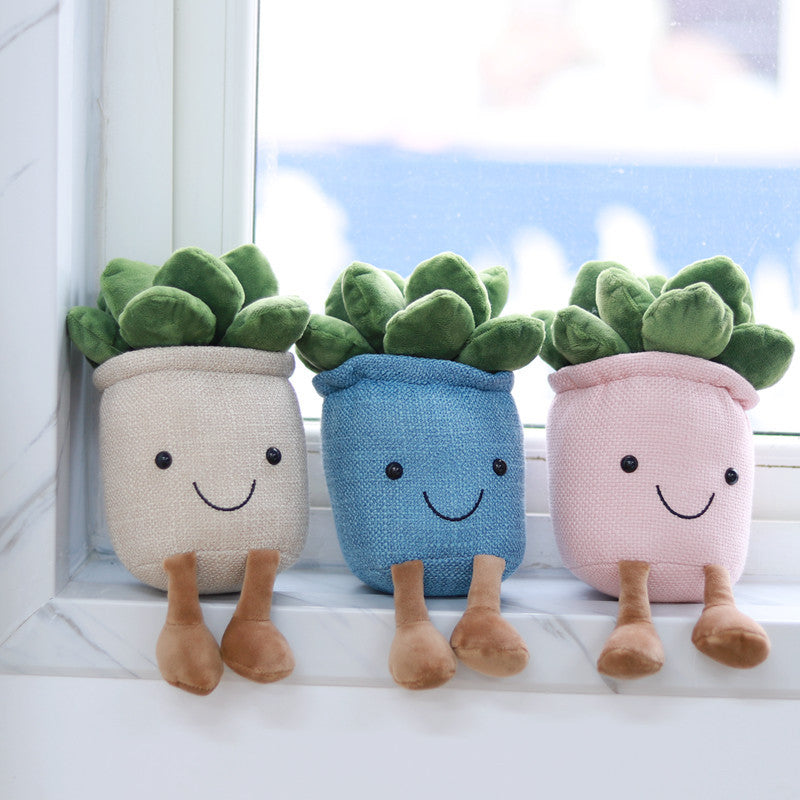 Lifelike Tulip Succulent Plants Plush Stuffed Toys Soft Home Decor Doll Creative Potted Flowers Pillow for Kids Birthday Gift