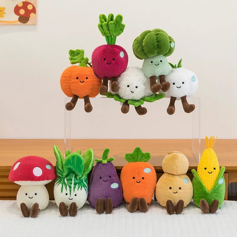 1Pc 20cm Kawaii Vegetables Plush Toy Lovely Mushrooms Carrot Corn Pumpkin Broccoli Stuffed Soft Plant Doll Birthday Decoration