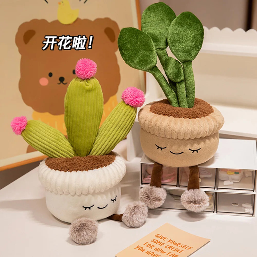 Lifelike Cactus Plants Dolls Stuffed Sunflower Calla Lily Plush Toys Soft Home Decor Colorful Potted Flowers Gifts for Girls