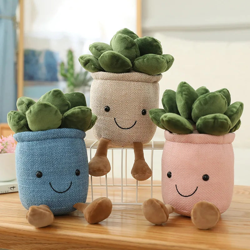 Lifelike Tulip Succulent Plants Plush Stuffed Toys Soft Home Decor Doll Creative Potted Flowers Pillow for Kids Birthday Gift