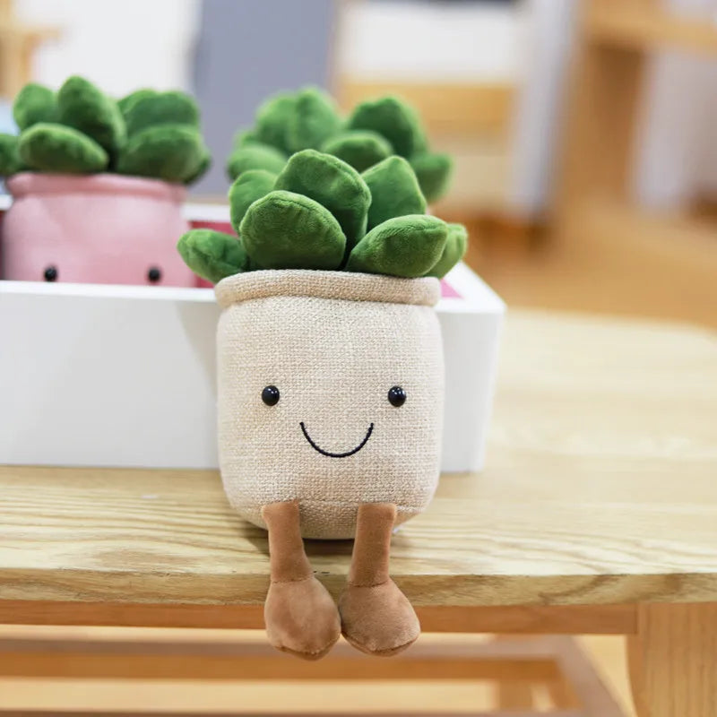 Lifelike Tulip Succulent Plants Plush Stuffed Toys Soft Home Decor Doll Creative Potted Flowers Pillow for Kids Birthday Gift